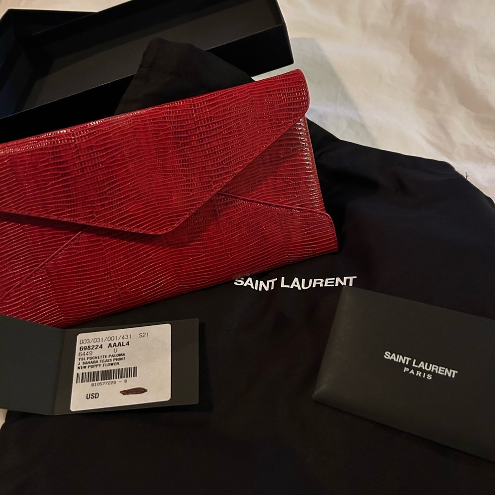 NEW Saint Laurent Paloma lizard embossed pochette